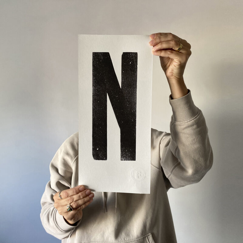 Letterpress Alphabet Print – Letter N