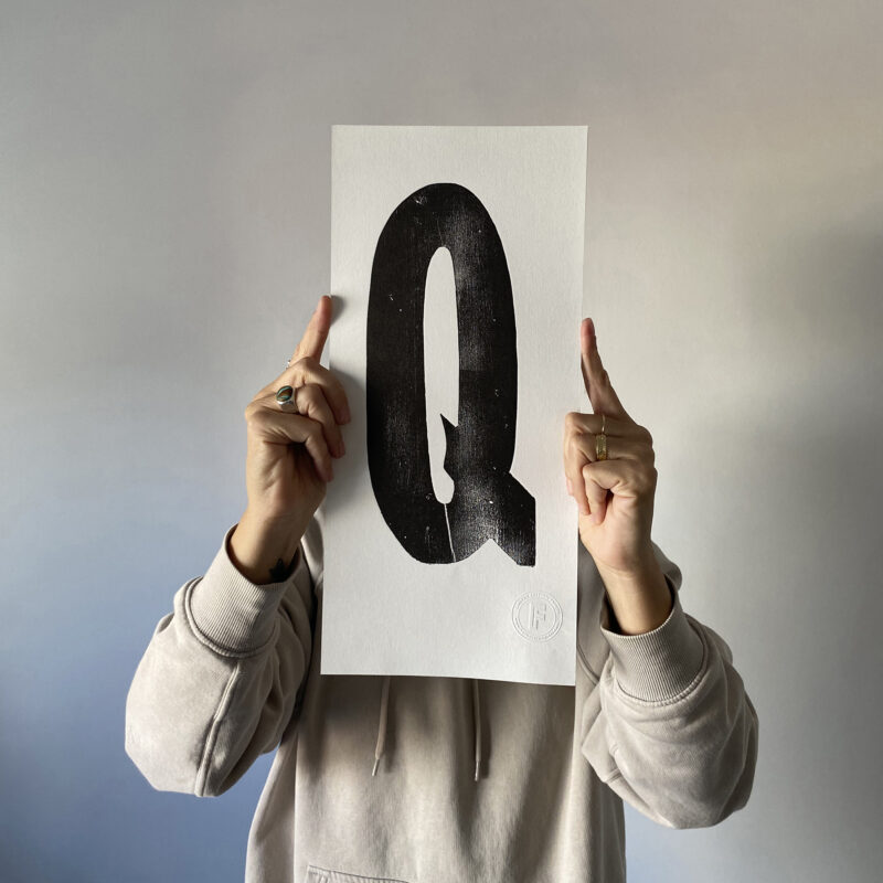 Letterpress Alphabet Print – Letter Q