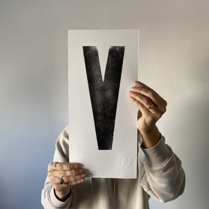 Letterpress Alphabet Print – Letter V