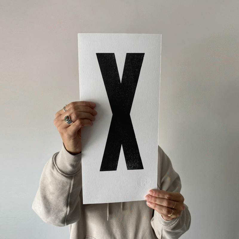 Letterpress Alphabet Print – Letter X